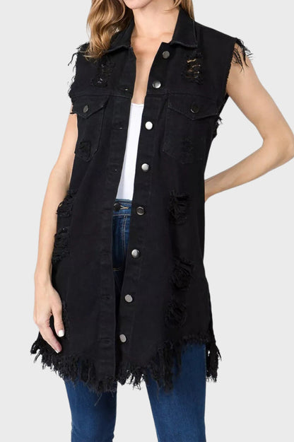 Ripped Denim Vest