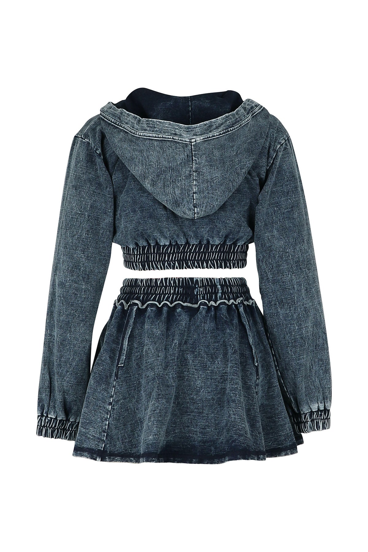 Hooded Denim Jacket & Skirt Set