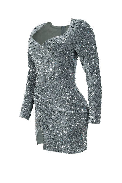 Sequin Slit Mini Bodycon Dress
