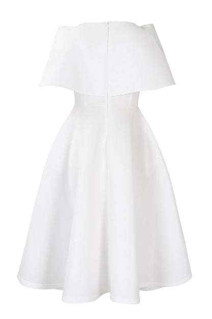 Off-Shoulder Ruffle Fit & Flare Midi Dress