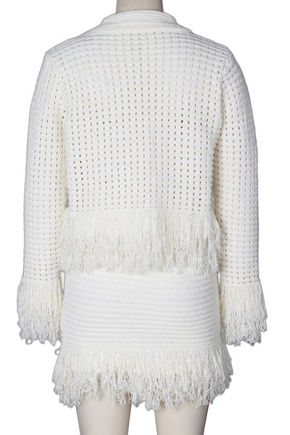 Knitted Fringe Skirt Set