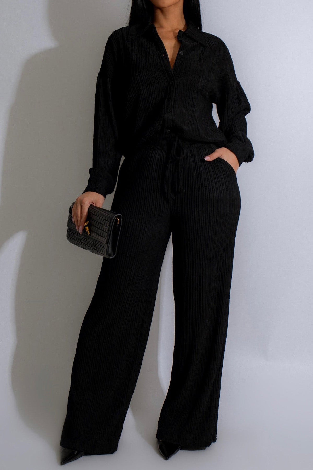 Loose Long Sleeve Top & Straight Pants Set