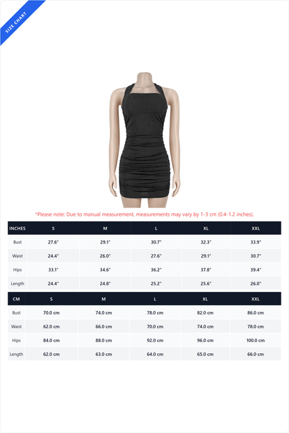 Rhinestone Ruched Halter Mini Dress