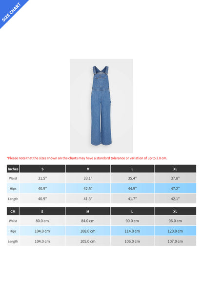 Casual Loose Fit Denim Overalls