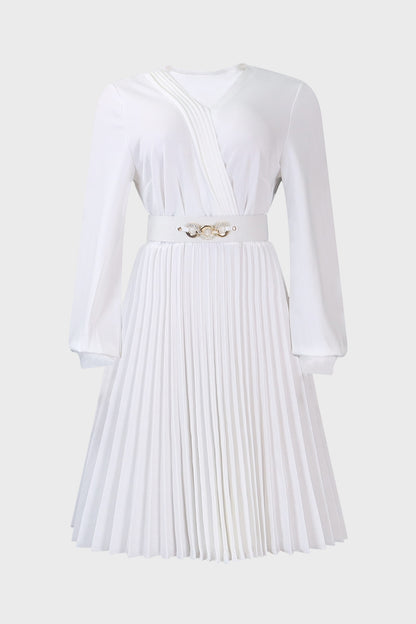 V Neck Long Sleeve Evening Long Dress