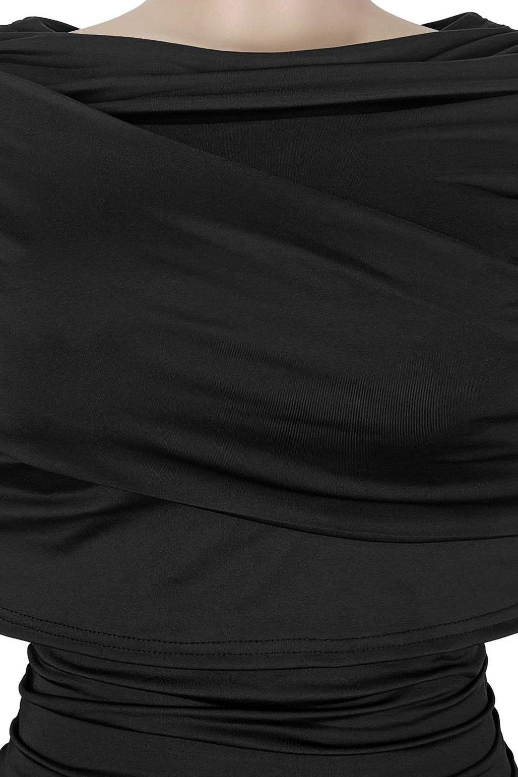 Draped Cape Ruched Bodycon Mini Dress