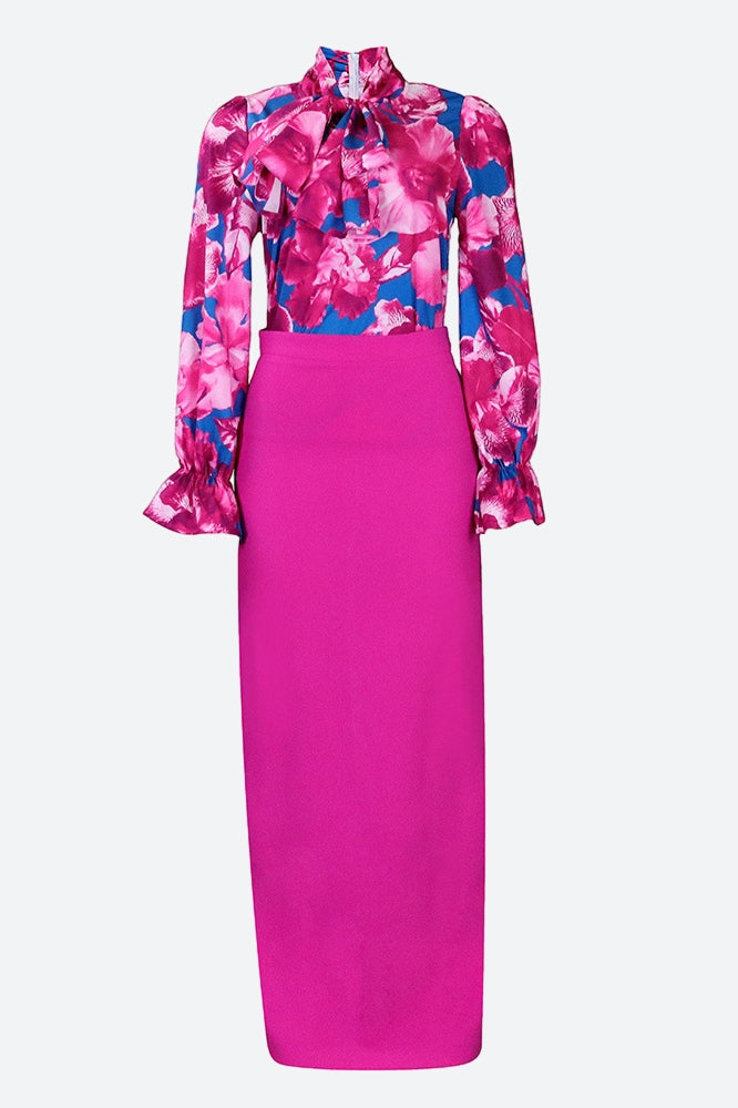 Floral Printed Blouse Skirt Set