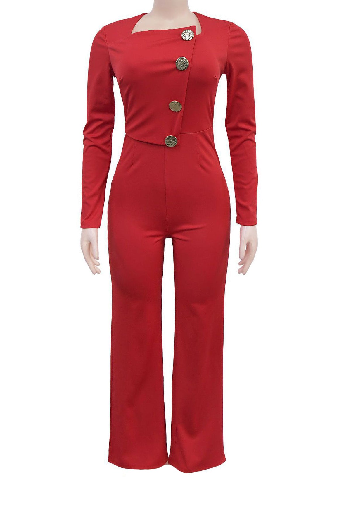 Asymmetrical Tailored Wide-Leg Jumpsuit