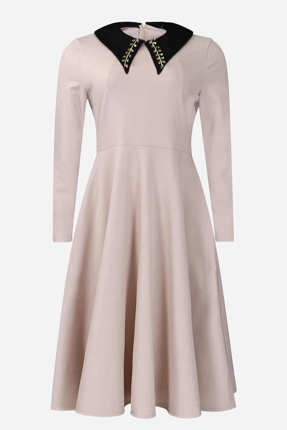 Solid Color Long Sleeve Lapel Elegant Dress