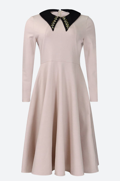 Solid Color Long Sleeve Lapel Elegant Dress