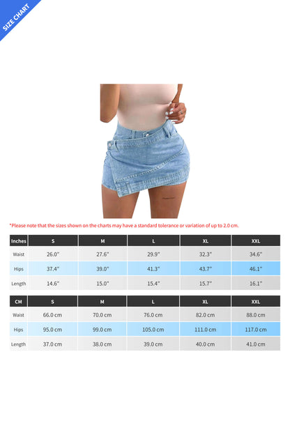 Asymmetrical Wrap Denim Shorts