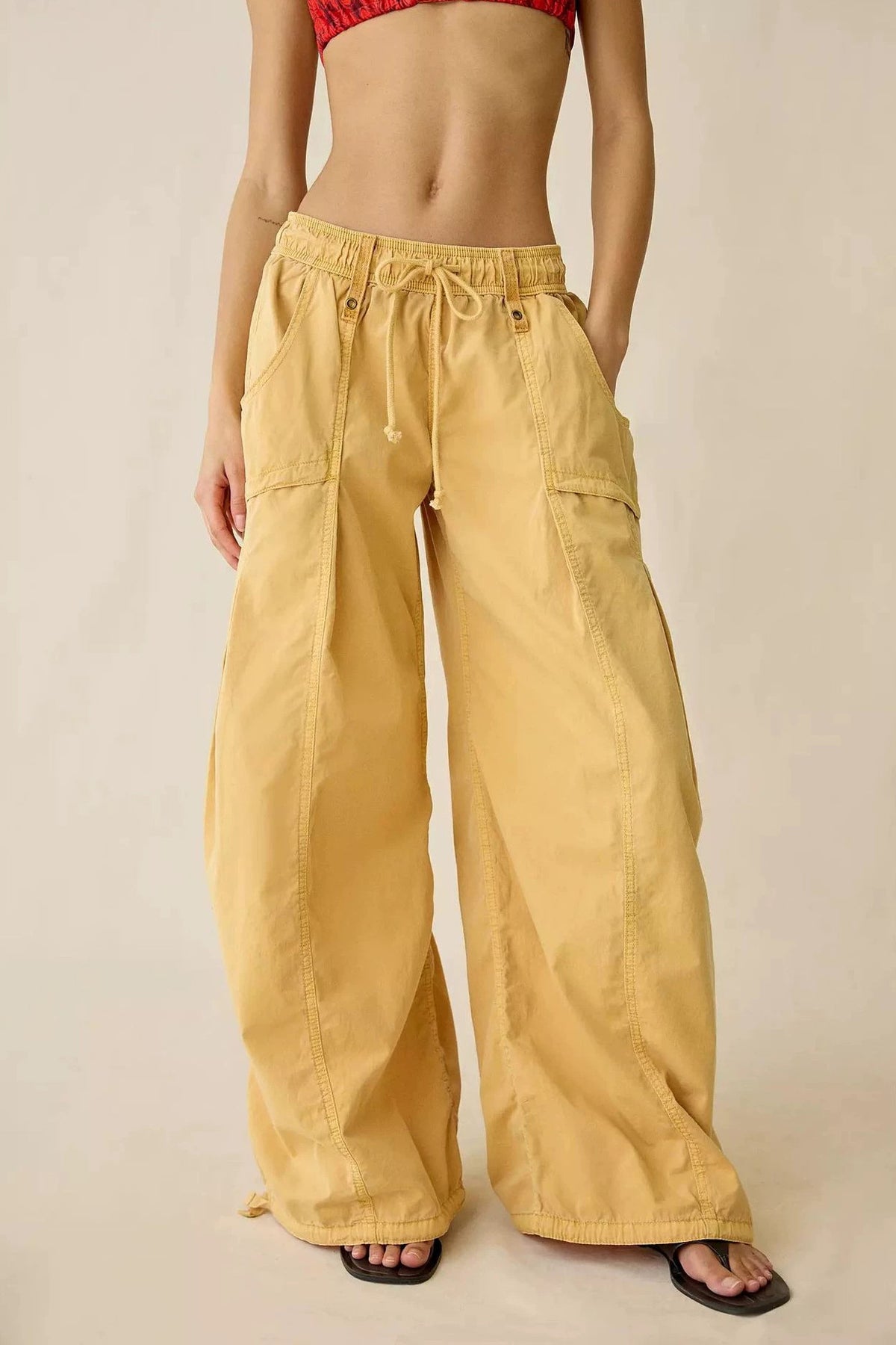 Wide Leg Drawstring Parachute Pant