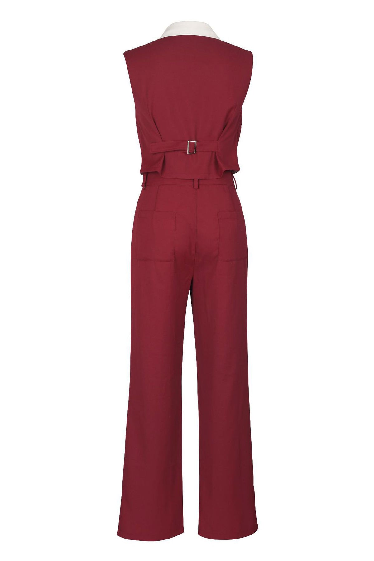 Patchwork Button Tie Back Top And Trousers Set