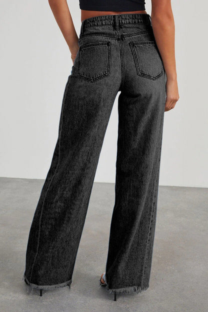 Raw Hem Wide Leg Jeans