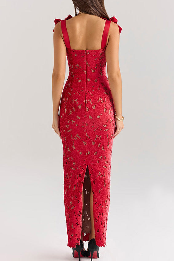 Sleeveless Lace Backless Maxi Dress