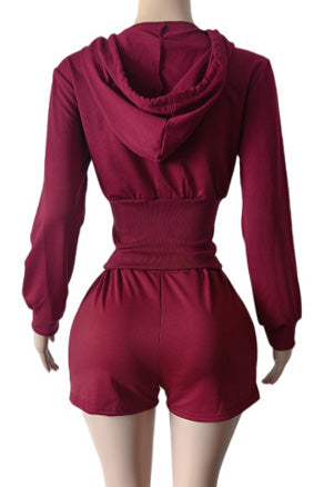 Cropped Zip Hoodie and Shorts Set
