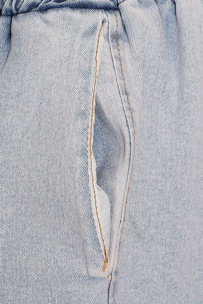 Denim Tube Top Wide Leg Pants Set