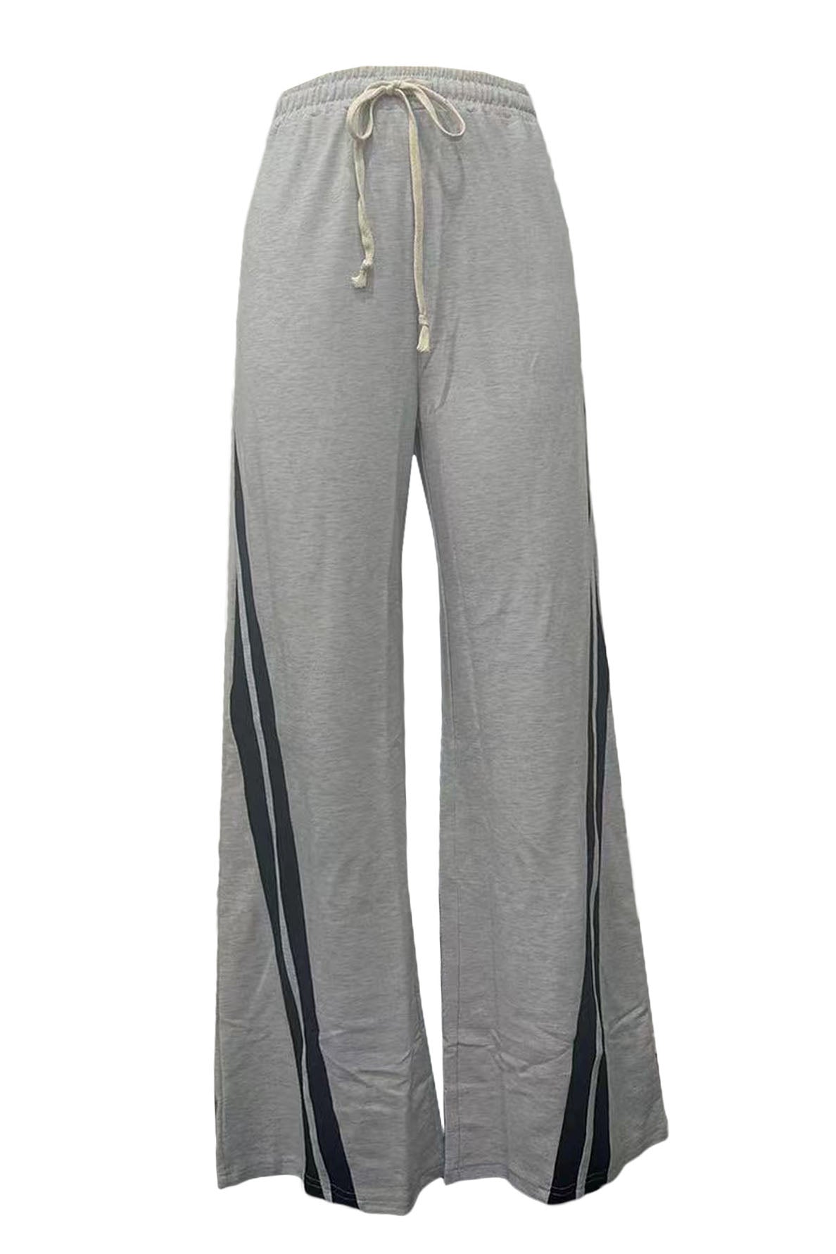 Striped Sweatpants Drawstring Straight Leg Pants