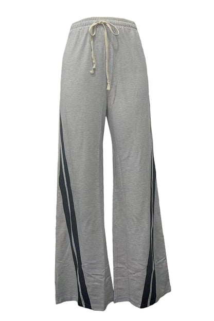 Striped Sweatpants Drawstring Straight Leg Pants