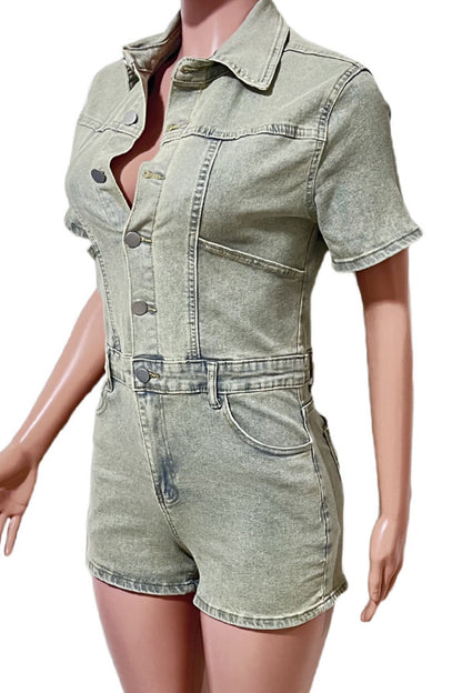 Vintage Wash Denim Romper