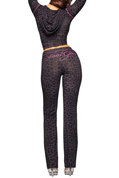 Leopard Print Zip Crop & Flare Set
