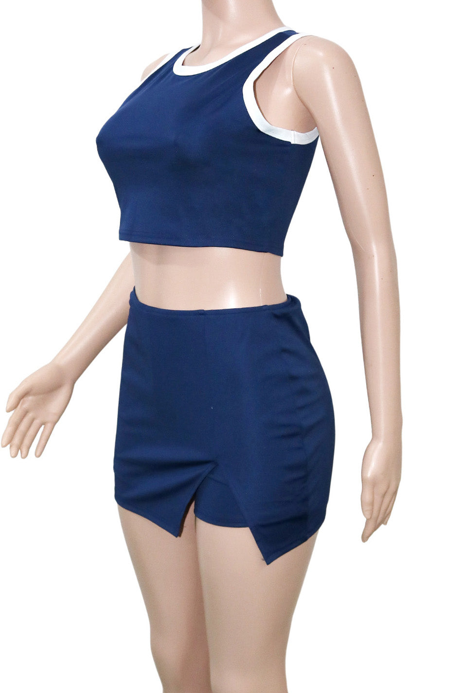 Contrast Trim Crop Tank & Skort Set