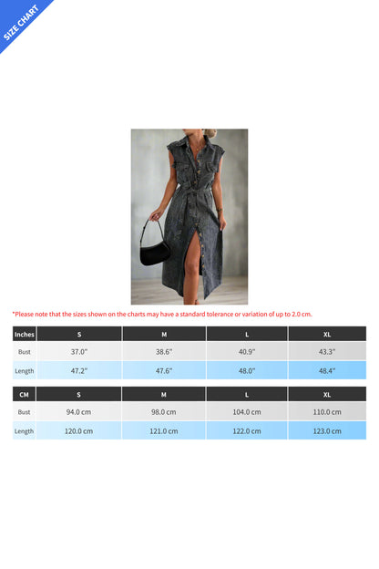 Sleeveless Denim Shirt Dress