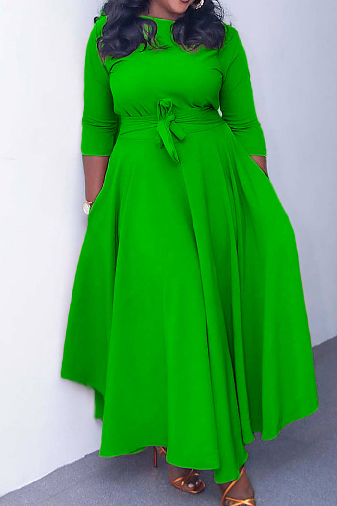 Elegant Tie-Waist A-Line Maxi Dress