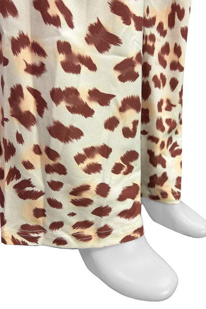 Leopard Print Zipper Jacket And Flared Pants