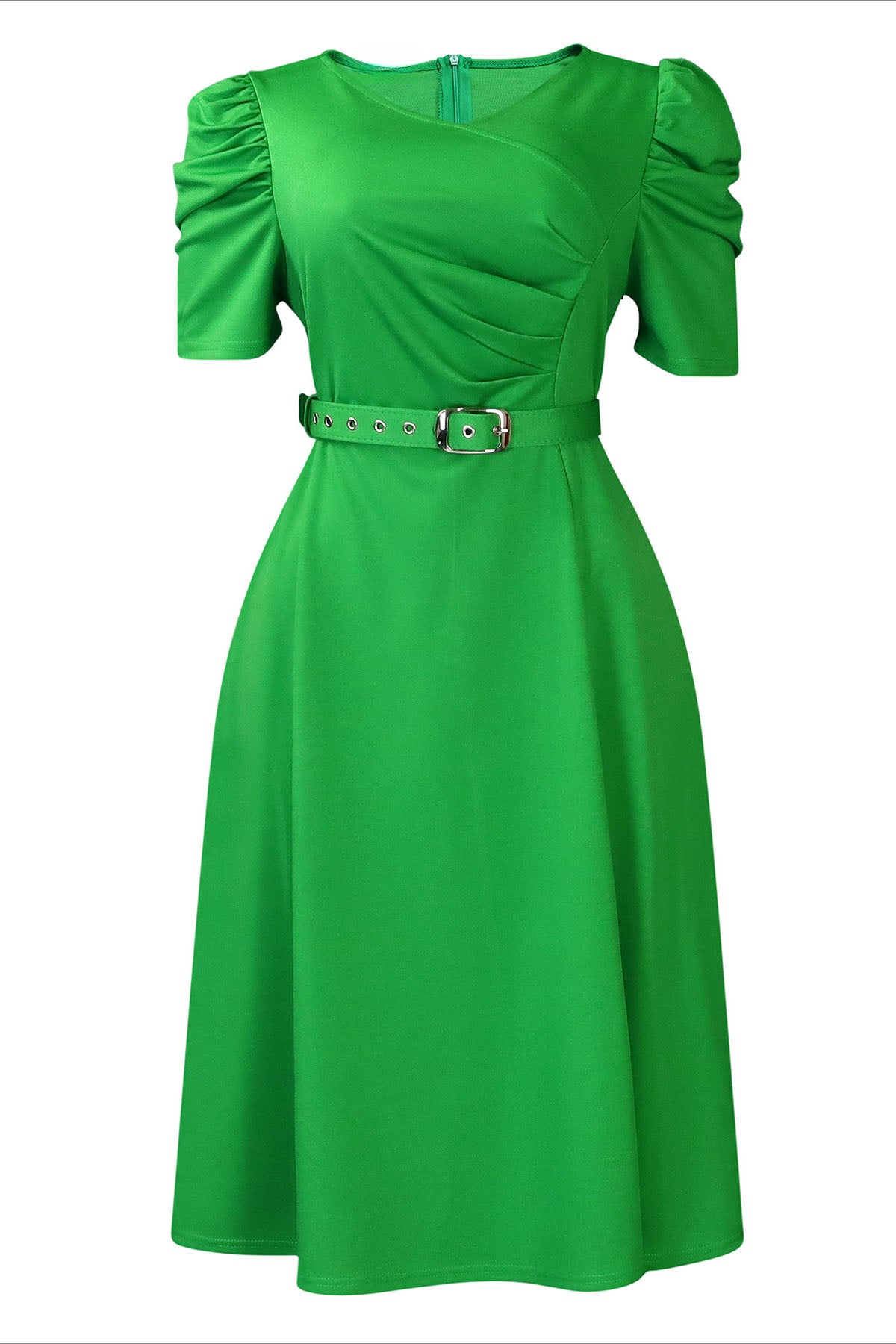 Solid Ruched Midi Dress