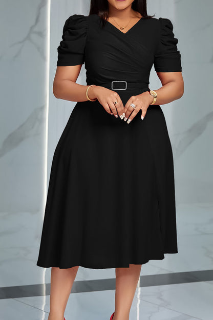 Solid Ruched Midi Dress
