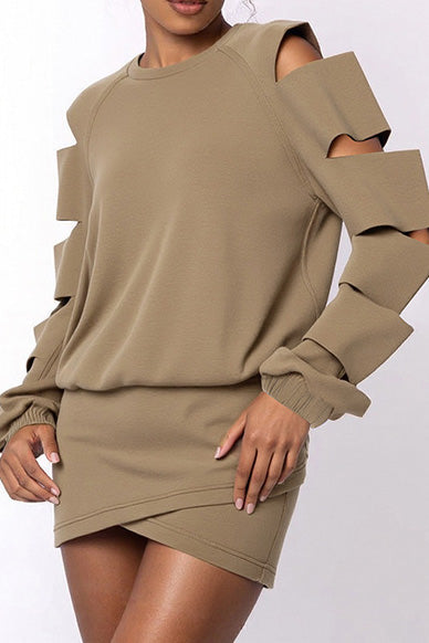 Ripped Loose Top & Fitted Mini Skirt Set