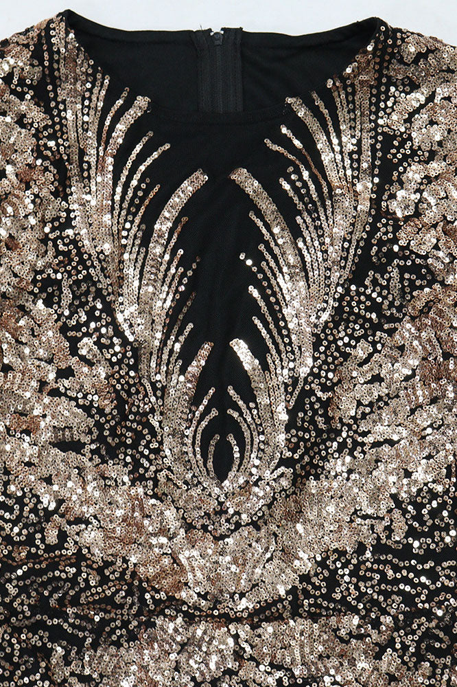 Sequin Lantern Sleeve Party Jumpsuit