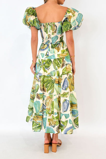 Seaside Printed Puff Sleeve Dress