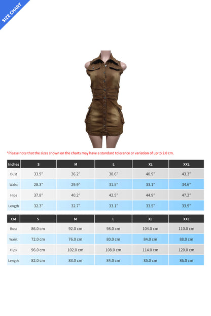 Sleeveless Cargo Denim Mini Dress