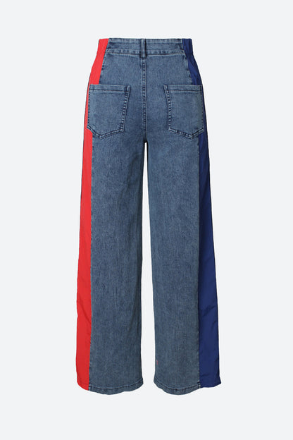 Wide Jeans with Wide Contrast Side Lines