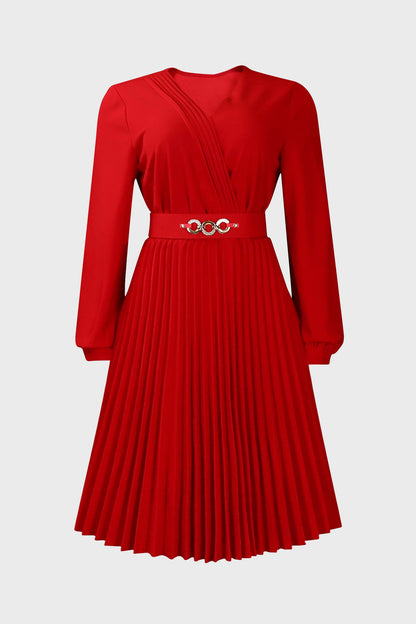 V Neck Long Sleeve Evening Long Dress