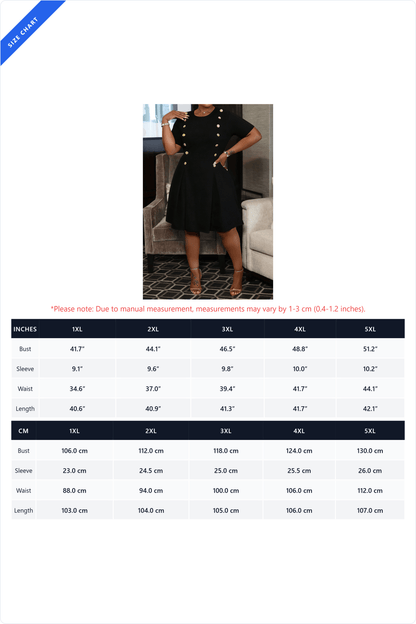 Plus Size Button Detail Pleated Dress