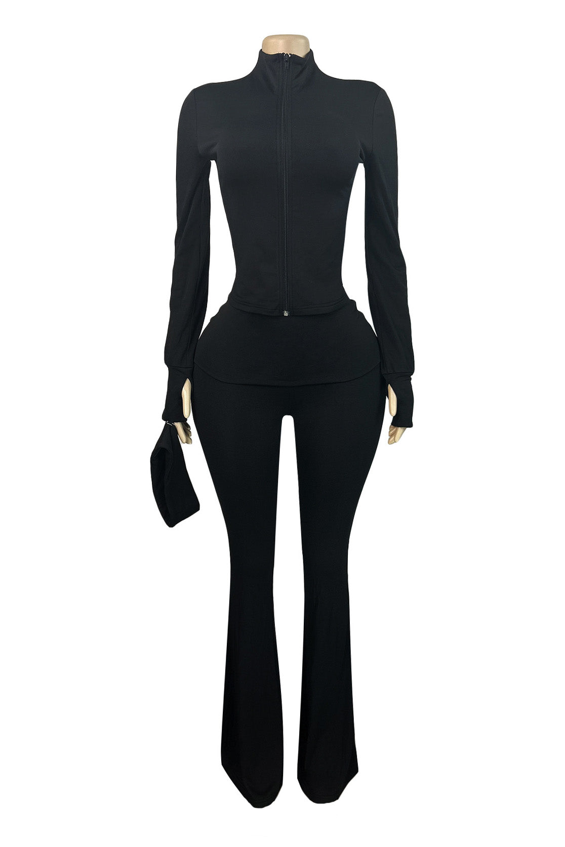 Sherpa Lined Foldover Waist Flare Pants Set
