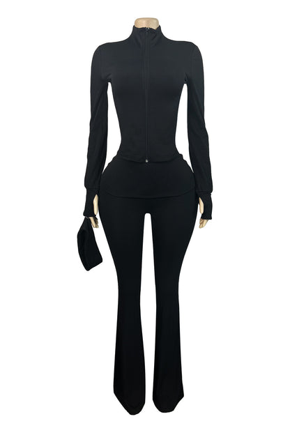Sherpa Lined Foldover Waist Flare Pants Set