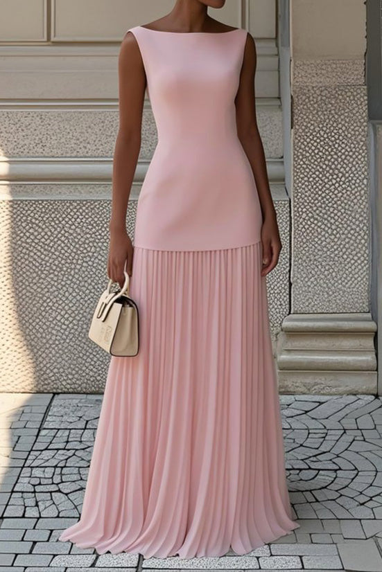 Solid Sleeveless Top & Pleated Skirt Set