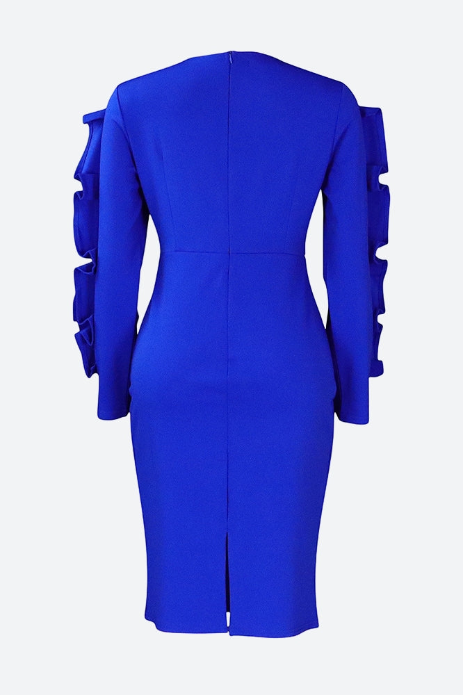 Ruffle Hem Solid Color Bodycon Dress