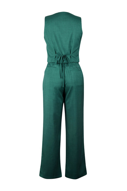 Linen Sleeveless Suit Set for Work Office
