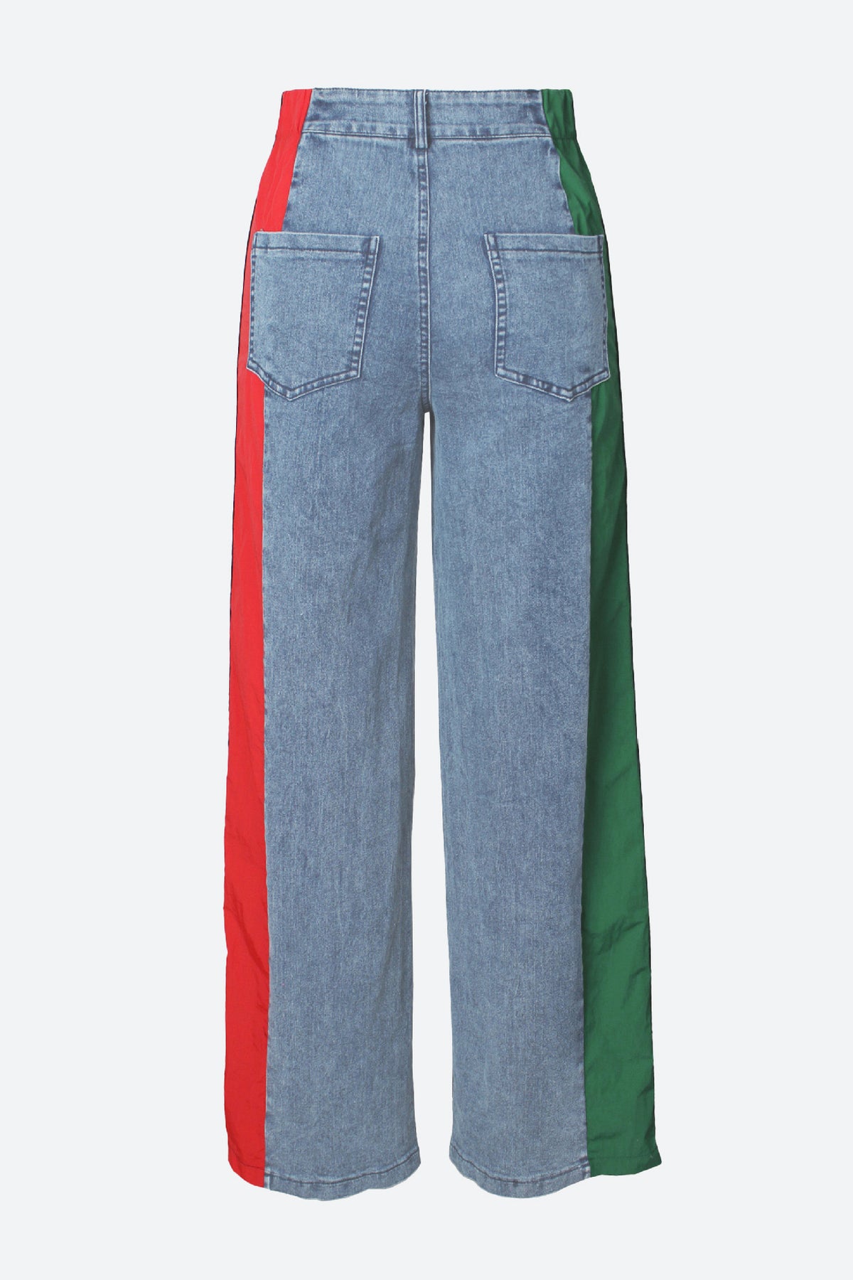 Wide Jeans with Wide Contrast Side Lines-Light Blue