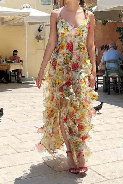 Ruffle Sheer Maxi Dress