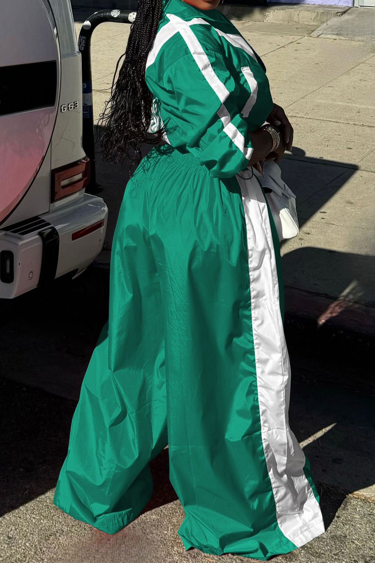 Color-Block Windbreaker & Wide-Leg Set