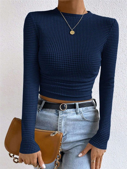 Solid Color Waffle Slim Fit T-Shirt