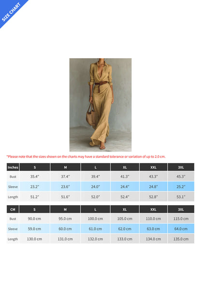 Lapel Buttoned Waist Maxi Dress