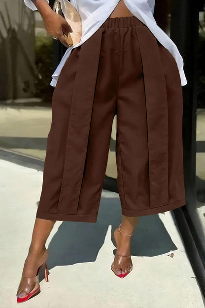 High Waist Pleated Wide Leg Culottes