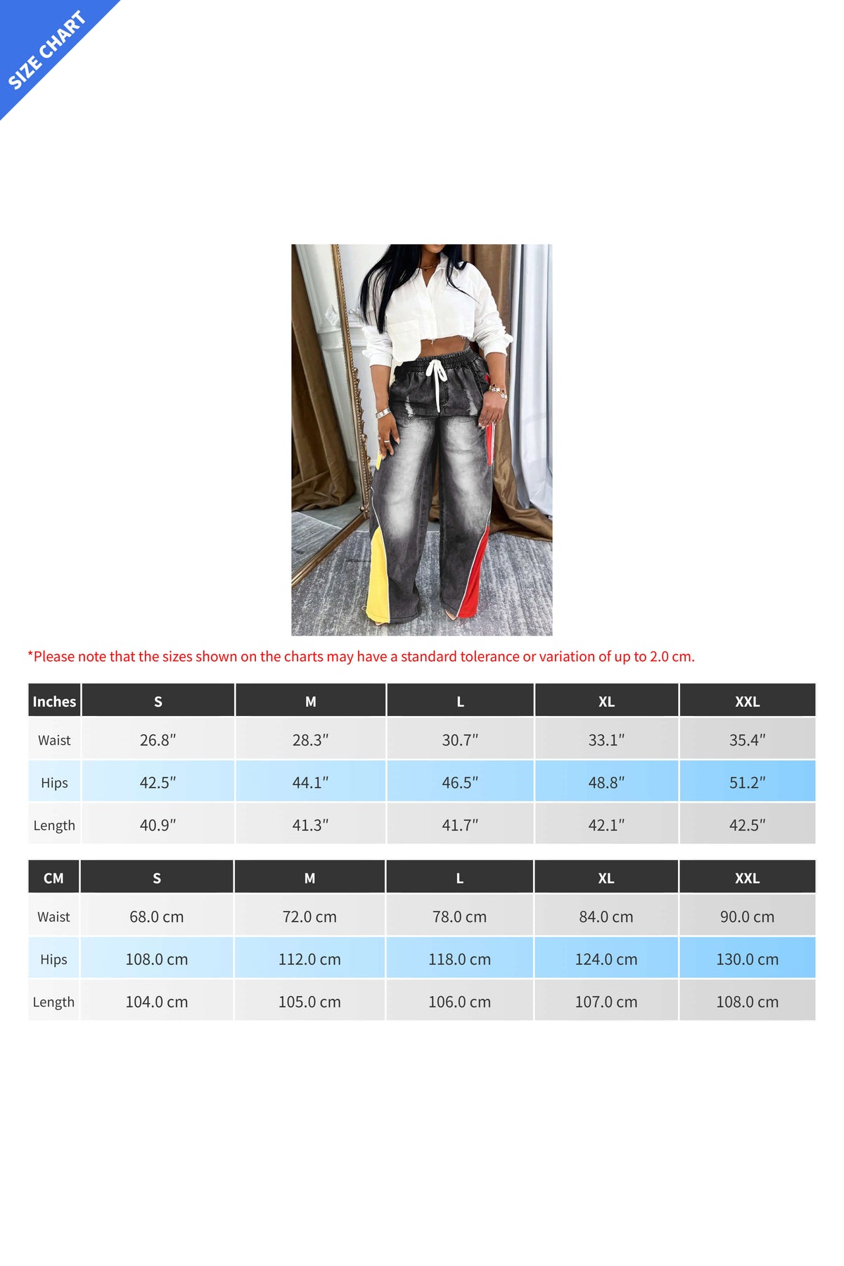 Colorblock Gradient Straight-Leg Denim Pants